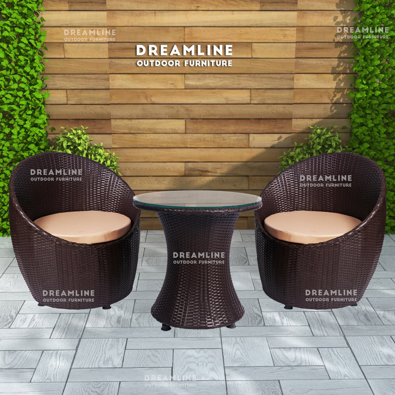 Coco Outdoor Patio Seating Set 2 Chairs and 1 Table Set (Dark Brown)