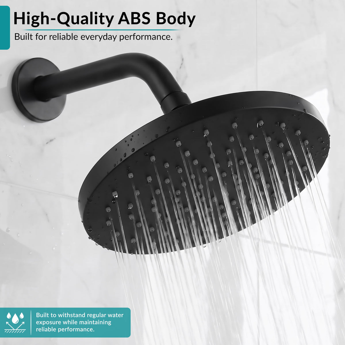 Plantex ABS Round Head Shower/10 Inch Overhead Rain Shower for Bathroom/Shower for Home/Hotel/Adjustable Shower Head for Bathroom - Pack of 1 (Black, D609)-4