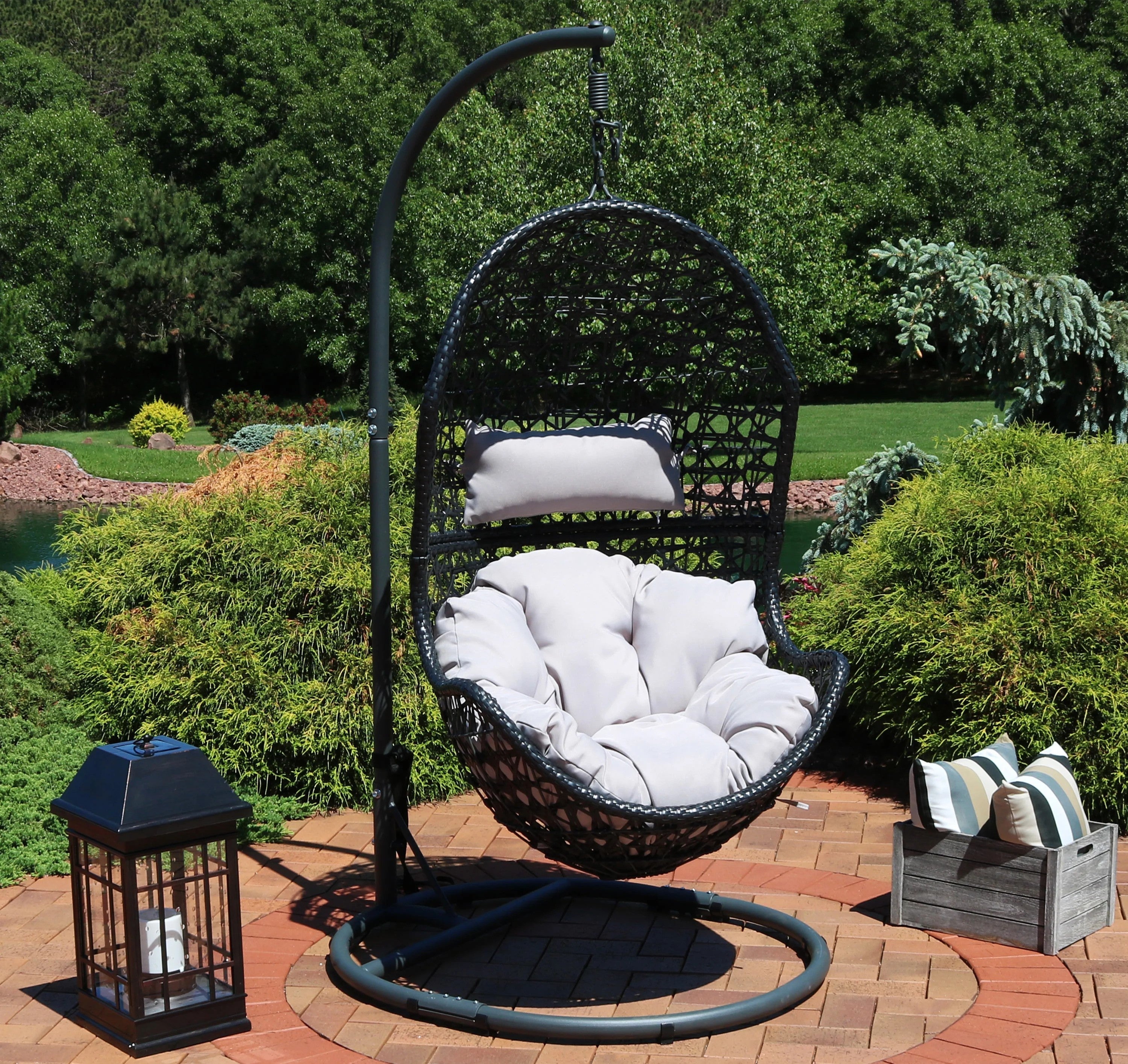 Perron Single Seater Hanging Swing With Stand For Balcony, Garden Swin ...