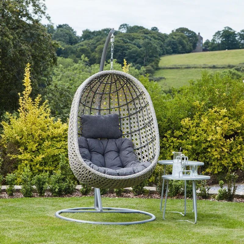 Rodolfo Single Seater Hanging Swing With Stand For Balcony , Garden Swing (Grey)