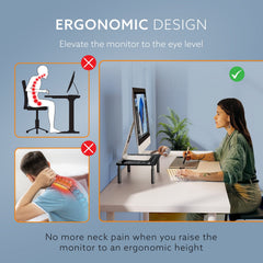 AGARO Monitor Stand for Desk, Laptop Stand & PC Riser, 3-Level Height Adjustable, Compatible with 24”, 27”, 29” & 32” Mo