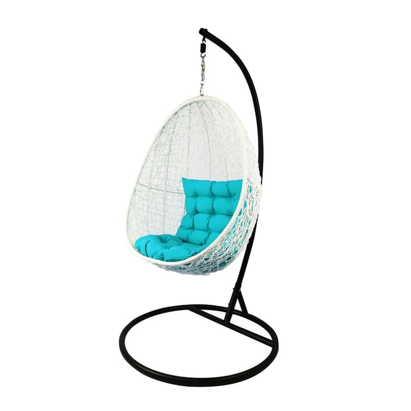 Luciana Single Seater Hanging Swing With Stand For Balcony , Garden Swing (White)
