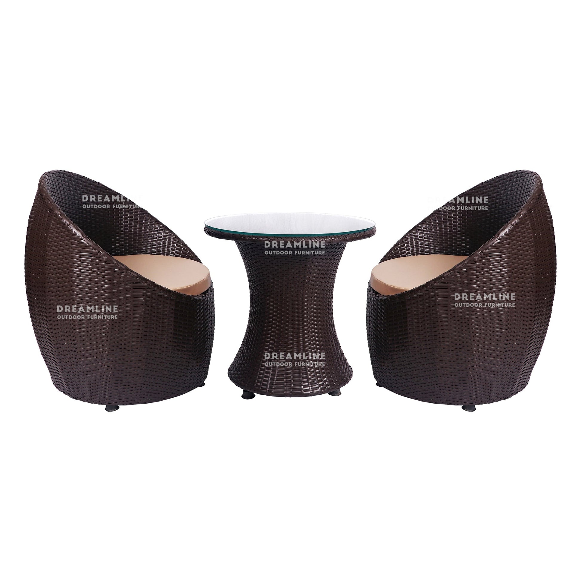 Coco Outdoor Patio Seating Set 2 Chairs and 1 Table Set (Dark Brown)