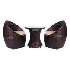Coco Outdoor Patio Seating Set 2 Chairs and 1 Table Set (Dark Brown)