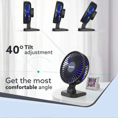 AGARO Breeze USB டெஸ்க்டாப் ஃபேன், 4 இன்ச் அமைதியான டெஸ்க்டாப் ஃபேன், USB ப்ளக் இன், 3 வேகம், சக்திவாய்ந்த காற்றோட்டம், 40° டில்டிங், அல்ட்ரா அமைதியான, வீட்டு அலுவலக படுக்கையறைக்கான தனிப்பட்ட மினி ஃபேன், படிப்பு, கருப்பு -5
