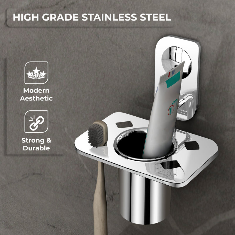 Plantex Stainless Steel Tooth Brush Holder/Tumbler Holder/Bathroom Accessories - (Dream - Chrome)-4