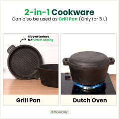CASTrong Cast Iron Dutch Oven/ Casserole with Lid,Pre-seasoned, 100% Pure, Toxin-free, Induction, 26.5cm, 5 Liter, 7.9 kg