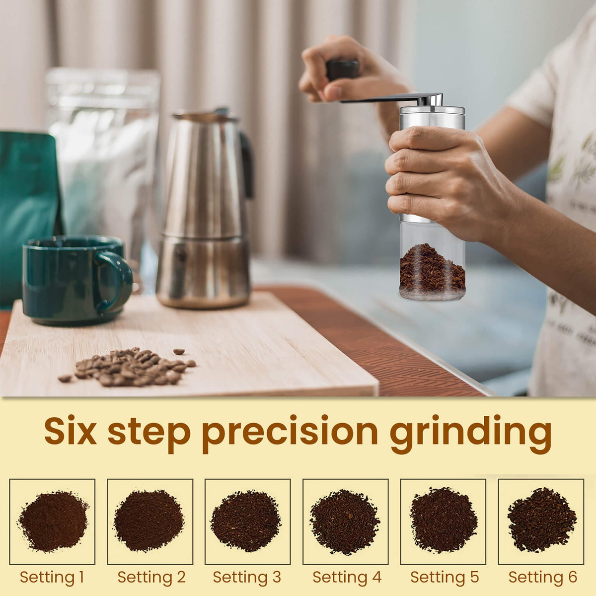AGARO Elite Manual Coffee Grinder - Silver
