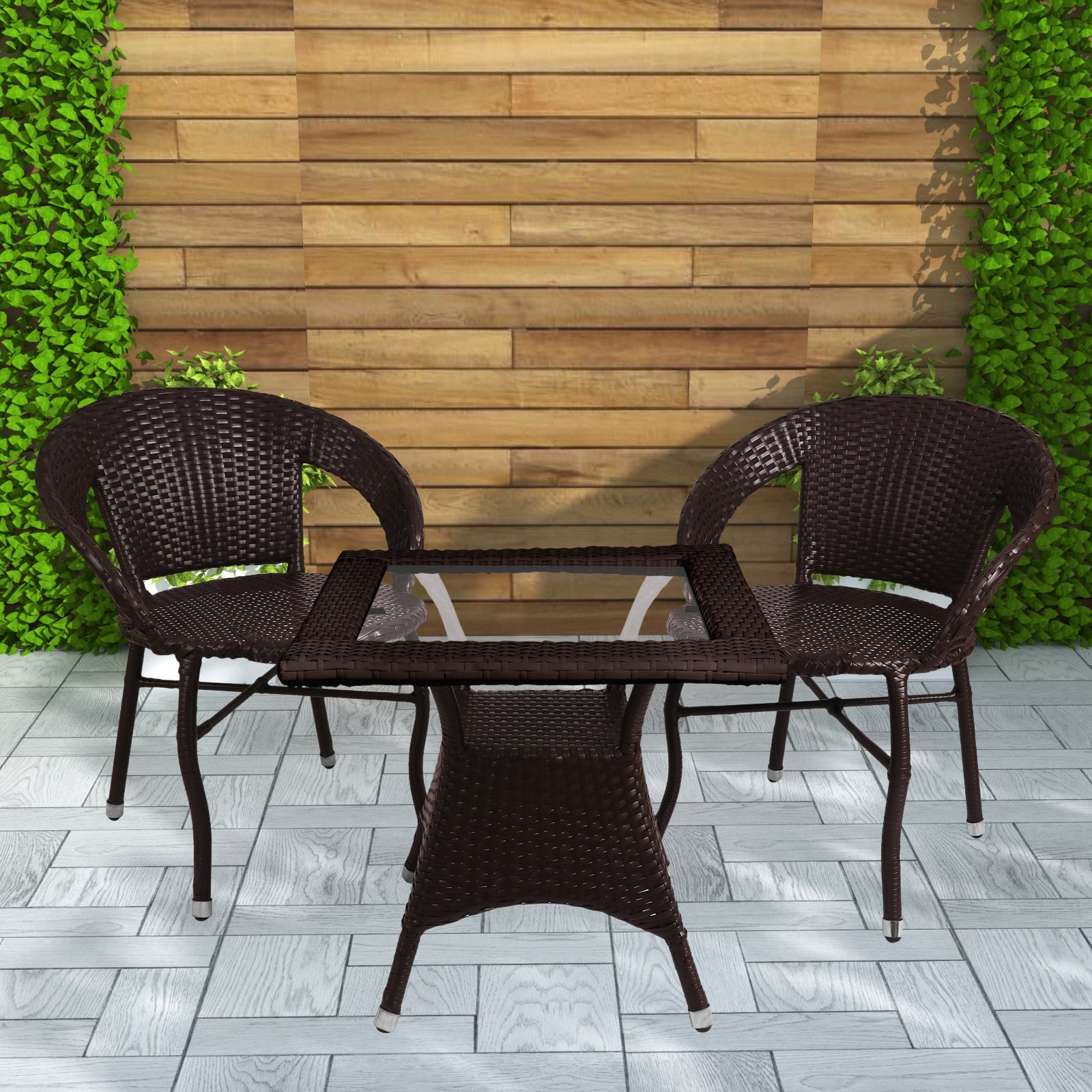 Hapit Outdoor Patio Seating Set 2 Chairs and 1 Table Set