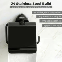 Plantex J4 Stainless Steel Toilet Paper Holder for Bathroom/Tissue Holder for Washroom/Toilet roll Holder for Wall Mounted/Bathroom Accessories (PVD Black Finish) Angel-3