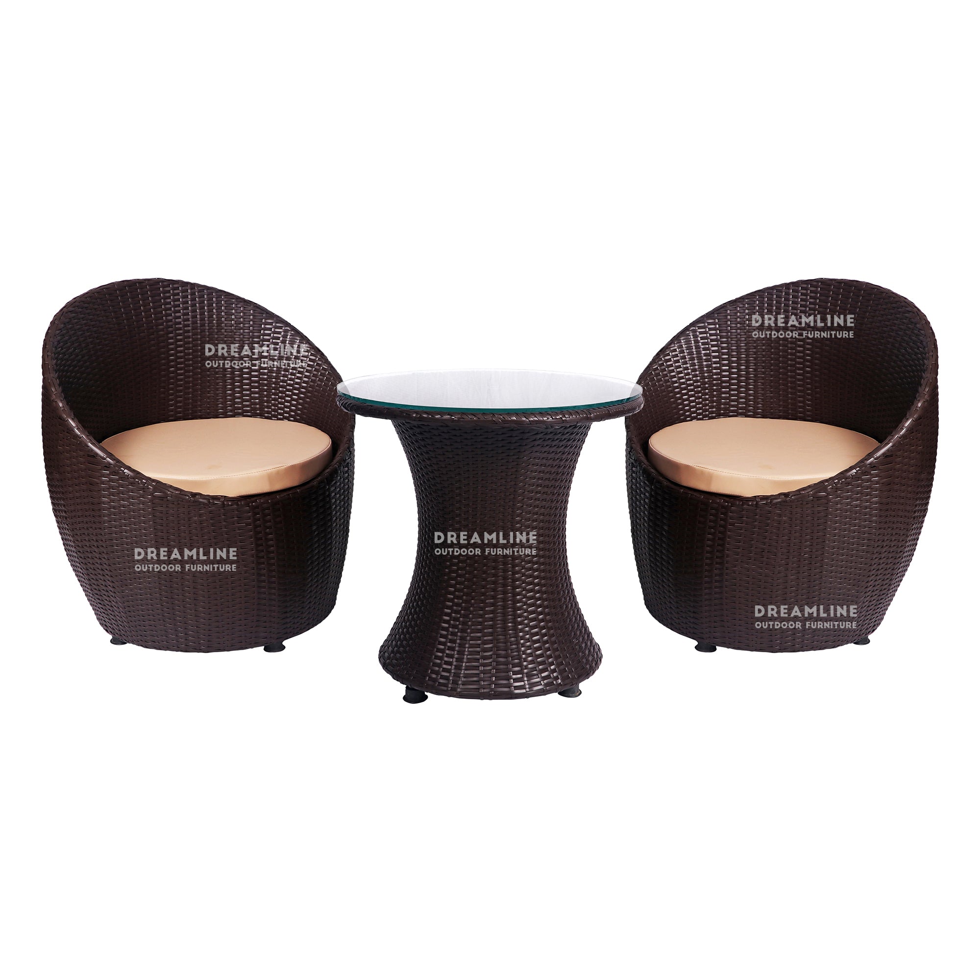 Coco Outdoor Patio Seating Set 2 Chairs and 1 Table Set (Dark Brown)