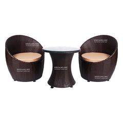 Coco Outdoor Patio Seating Set 2 Chairs and 1 Table Set (Dark Brown)