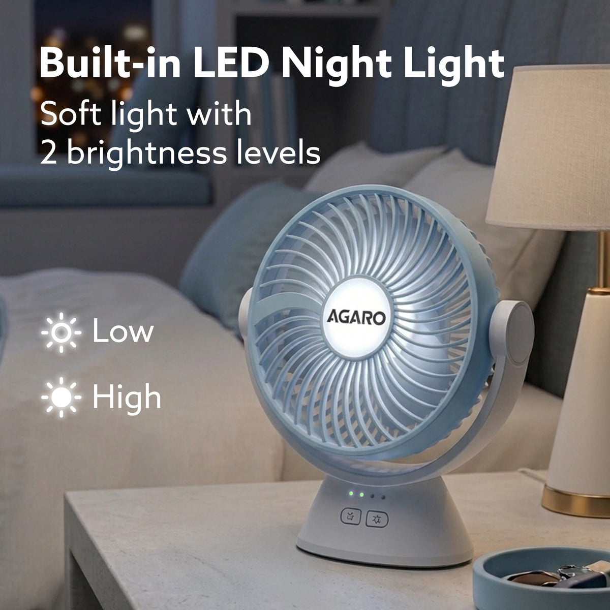 AGARO Delight Mini Desk Fan, Rechargeable & Portable-4