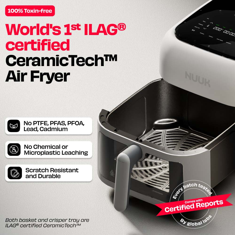 World's 1st 100% Toxin-Free ILAG® Certified CeramicTech™ Air Fryer with XL Basket | BRĪSK