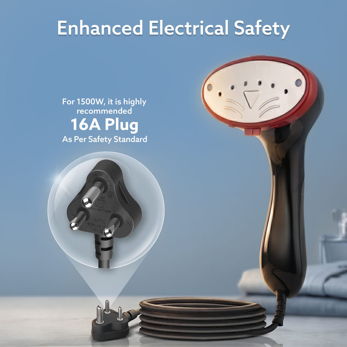 AGARO Elite Garment Steamer - 1500W Steamer for Ironing Clothes - 25g/min, 3 Steam Modes, 100ml Tank, Compact & Lightweight, Travel Friendly, For All Fabric-4