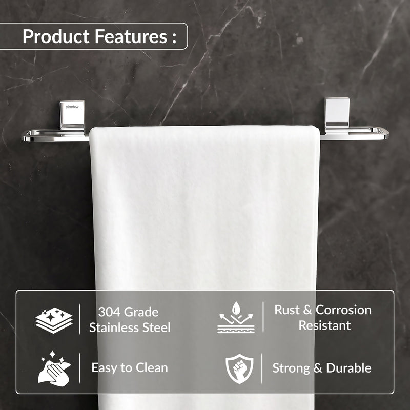 Plantex 304 Grade Stainless Steel 24 inch Towel Hanger for Bathroom/Hand Towel Holder/Single Towel Rod/Bathroom Accessories, Crystal (Chrome)-5