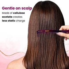 AGARO Hand Made Cellulose Acetate Comb HMC79, All Fine Tooth Dressing Comb, Smooth Rounded Teeth, Hair Styling, Hair Bru