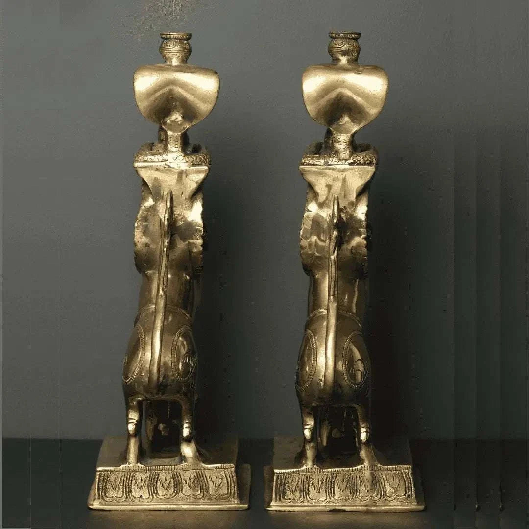 Brass Yali/kirtimukha Nandi Table Stand Set (16 Inch)