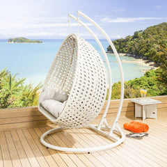 Fulvia Double Seater Hanging Swing With Stand For Balcony , Garden Swing (White)