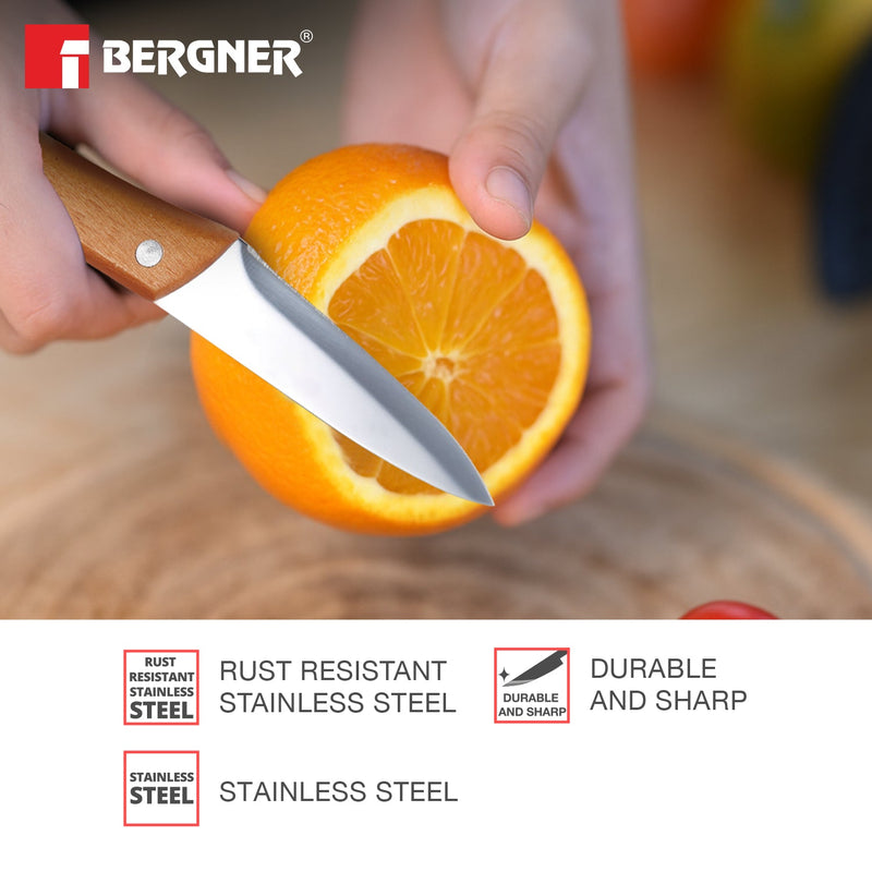 Bergner Natural Stainless Steel 8.75cm Pairing Knife