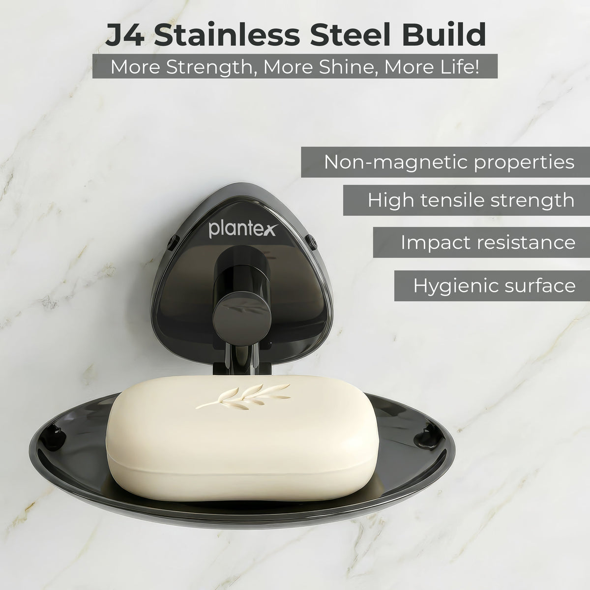Plantex J4 Stainless Steel Wall Mounted Soap Holder for Bathroom/Soap Holder for Kitchen/Soap Stand for Bathroom/Bathroom Accessories (PVD Black Finish) Angel-3