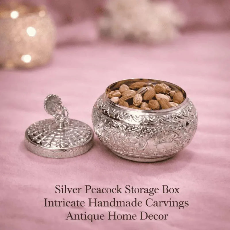 German Silver Storage Container/Supari Box With Lid (4.5 Inch)
