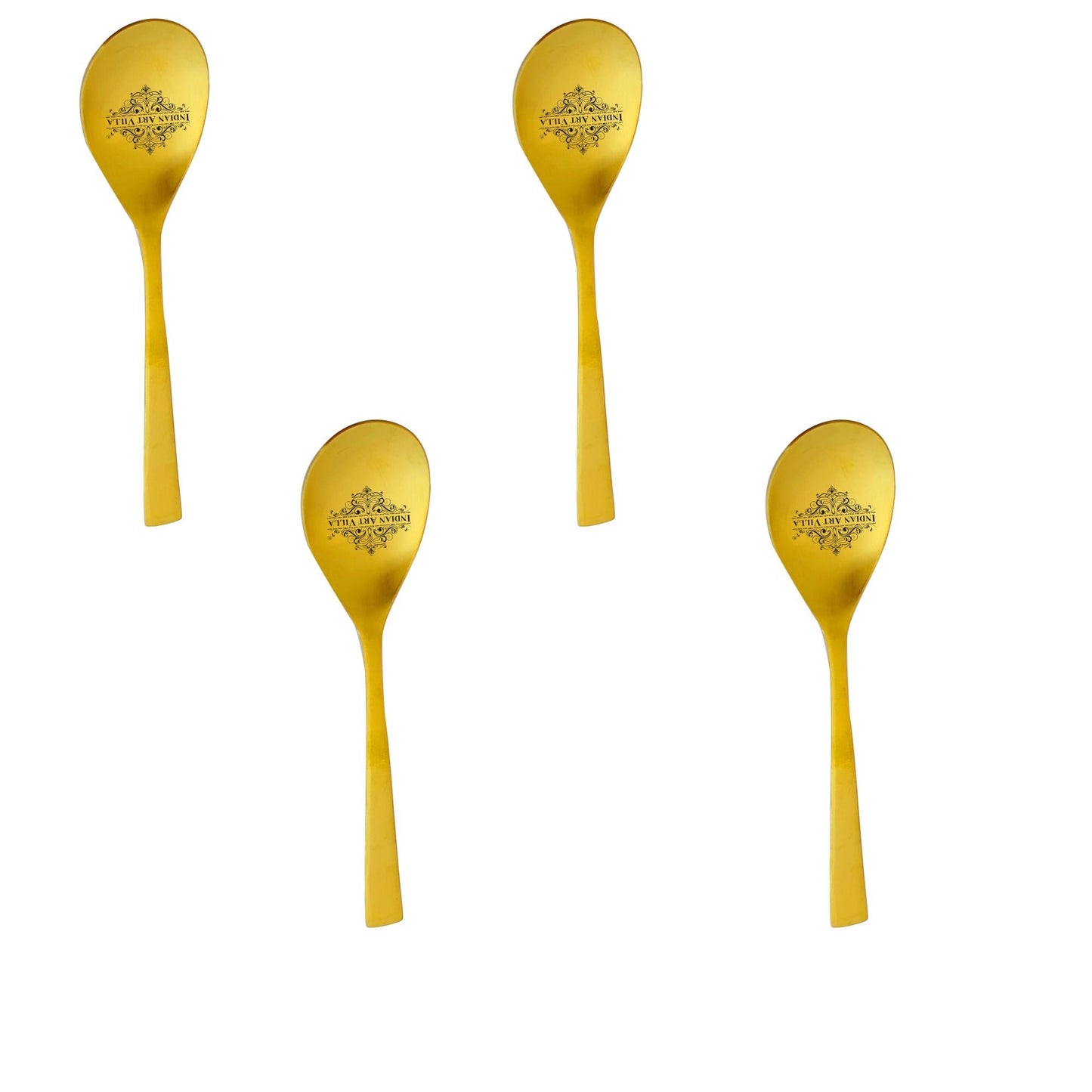 Stainless Steel With Brass Finish Serving Spoon, 1 Pieces