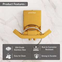 Plantex 304 Grade Stainless Steel Robe Hook/Cloth Towel Hanger/Door Hanger Hook/Bathroom Accessories - Pack of 1 (Crystal, PVD Gold)-6