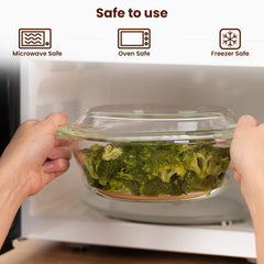 AGARO Elite Borosilicate Glass Casserole with Lid, Set of 2, 700ml & 1000 ml, Serving Bowl, Kitchen, Oven & Microwave, Dishwasher and Freezer Safe, Scratch Resistant, Transparent.-4