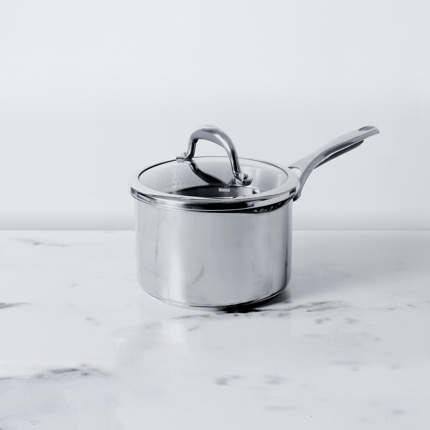 Meyer Select Stainless Steel Straining Saucepan 18cm (Induction & Gas Compatible)