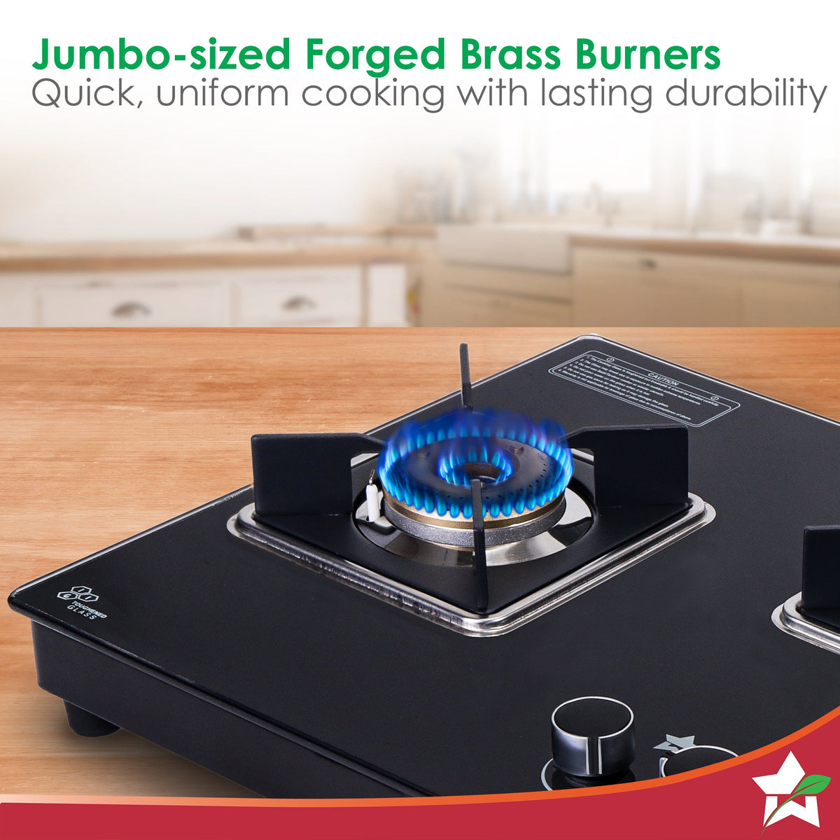 Wonderchef Octavia 3 Burner Glass Hob Top Auto Cooktop | 8mm Toughened Glass | Auto Ignition | Forged Brass Burners | St
