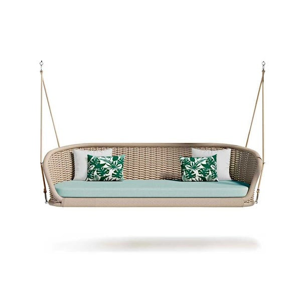 Hoshin Double Seater Hanging Swing Without Stand For Balcony , Garden Swing (Tan) Braided & Rope