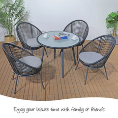 Votion Outdoor Patio Seating Set 4 Chairs and 1 Table Set (Black)