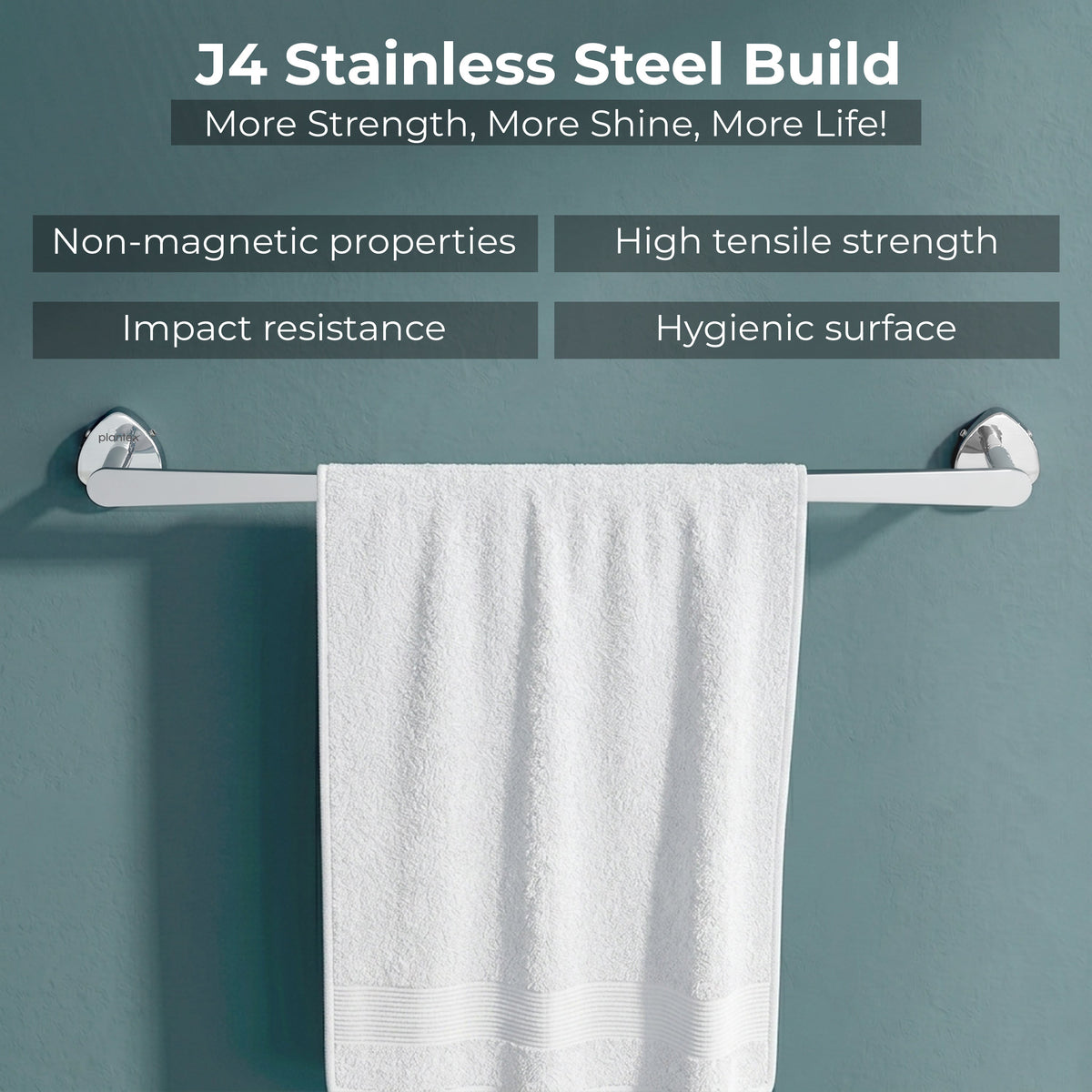 Plantex J4 Stainless Steel Towel Holder in Bathroom/Cloth Hanger for Bathroom/24 Inch Single Towel Rod/Bathroom Accessories (Chrome Finish) Angel-4