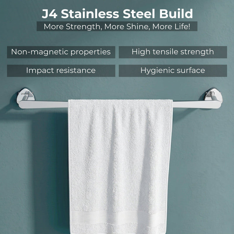 Plantex J4 Stainless Steel Towel Holder in Bathroom/Cloth Hanger for Bathroom/24 Inch Single Towel Rod/Bathroom Accessories (Chrome Finish) Angel-4