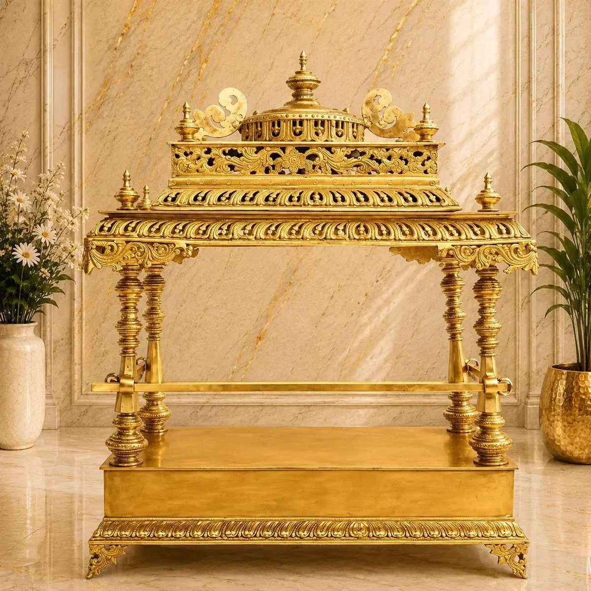 Brass Vaikuntham Heritage Simhasan / Temple (39 Inch)