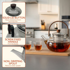 AGARO Adore Borosilicate Glass Kettle 900ml | Heat Resistant, Durable Clear Glass, Stovetop & Microwave Safe, Ideal for 