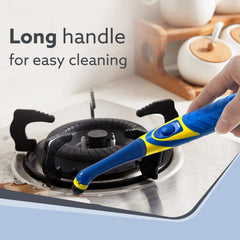 AGARO Regal Cleaning Brush for Household, Toilet, Kitchen, Bathroom Cleaning, HIGH Speed OSCILLATING Technology, Long Handle, 3 Heads for Scrubbing/Removing Stain, Dirt, Cordless, Blue & Yellow-5