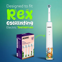 AGARO Rex Oscillating Toothbrush Refill Heads, Soft Bristles, Pack of 4-4