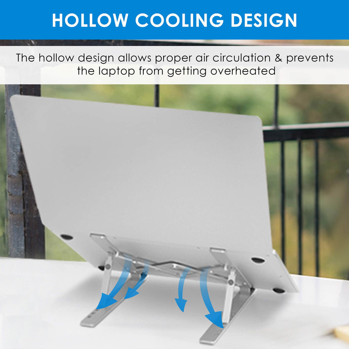 AGARO LS1821 Foldable Laptop Stand, 7 Adjustable Levels, Non Slip Silicone Pads, Aluminium Built, Laptop, Tablet, Books (Silver)-4