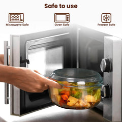 AGARO Elite Borosilicate Glass Casseroles with Lid, Set of 2, 700 ml & 1500ml, Kitchen, Oven, Microwave and Freezer Safe, Scratch Resistant, Transparent.-4