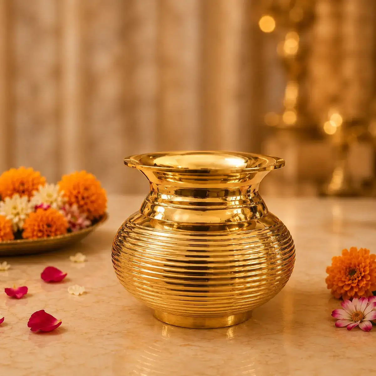 Brass Handcrafted Pooja Kalash (4.5 Inch)