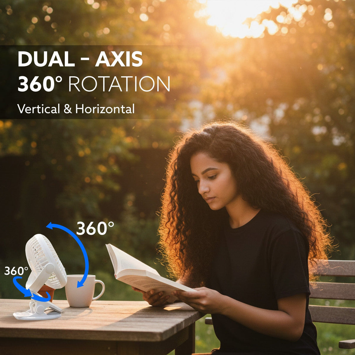 AGARO Regal Portable Clamp Fan | Rechargeable USB-C Compatible Table Fan with 3 Speeds, Multi-Clip Function, 3400 RPM & 