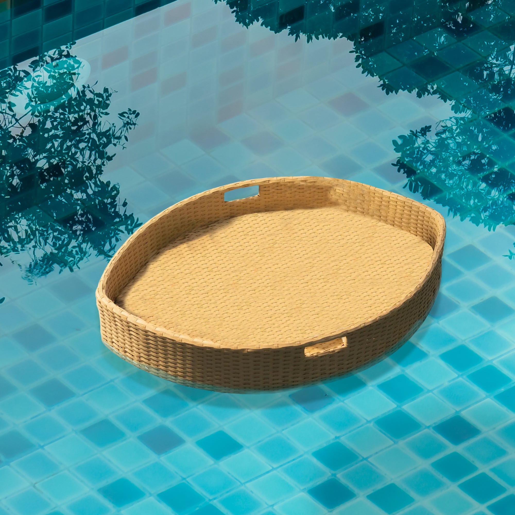 Célia Luxury Floating Serving Tray For Swimming Pool -  Honey (Boat Shape)