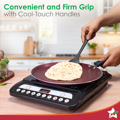 Bandhan Non-stick Cookware 4 Pc. Set | Perfect Gift | Fry Pan, Dosa Tawa, Kadhai with Glass Lid | Healthy, Low Oil Meals | Scratch-resistant | Gas & Induction Compatible | Easy to Clean