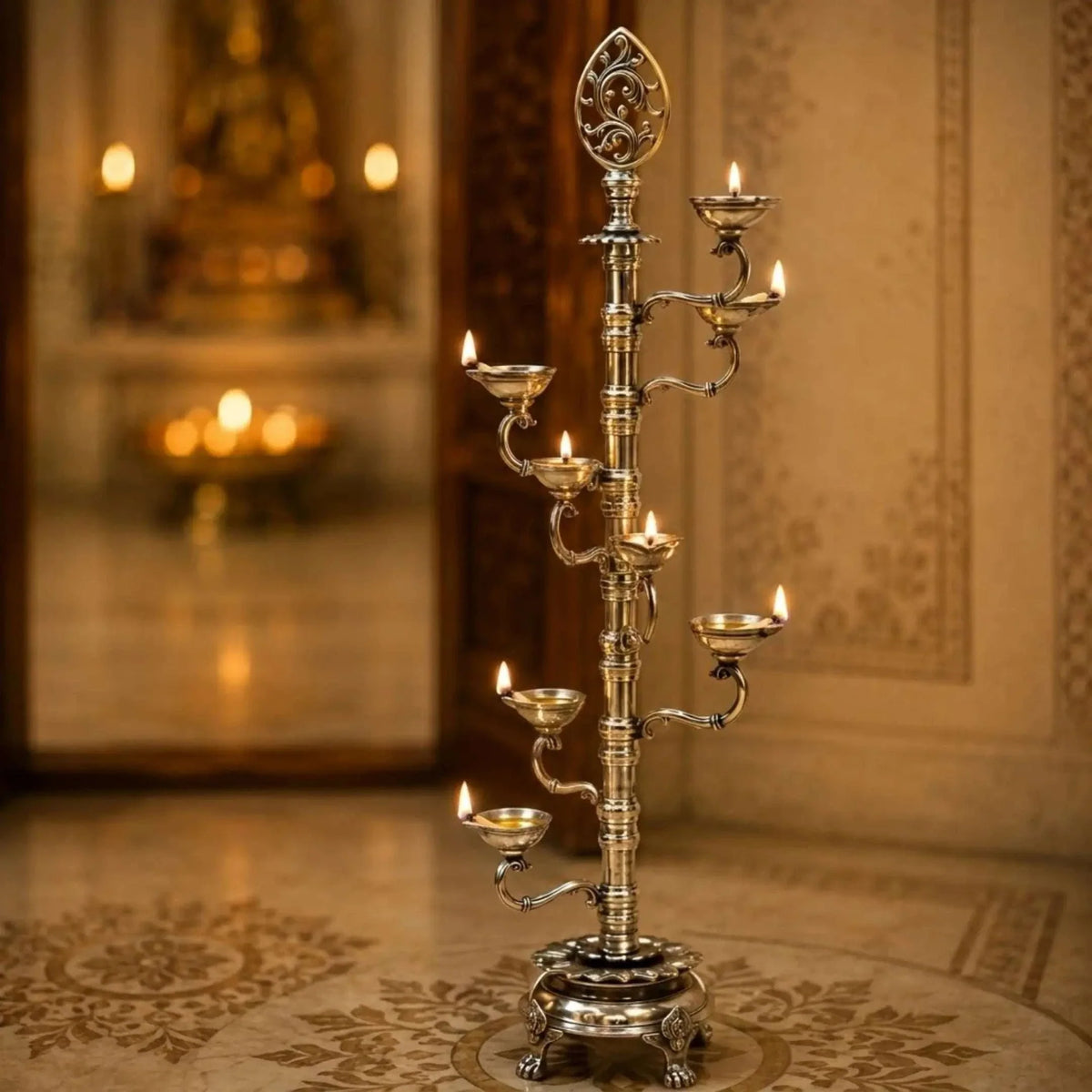 Brass Asthadeep Long Lamp (32 Inch)