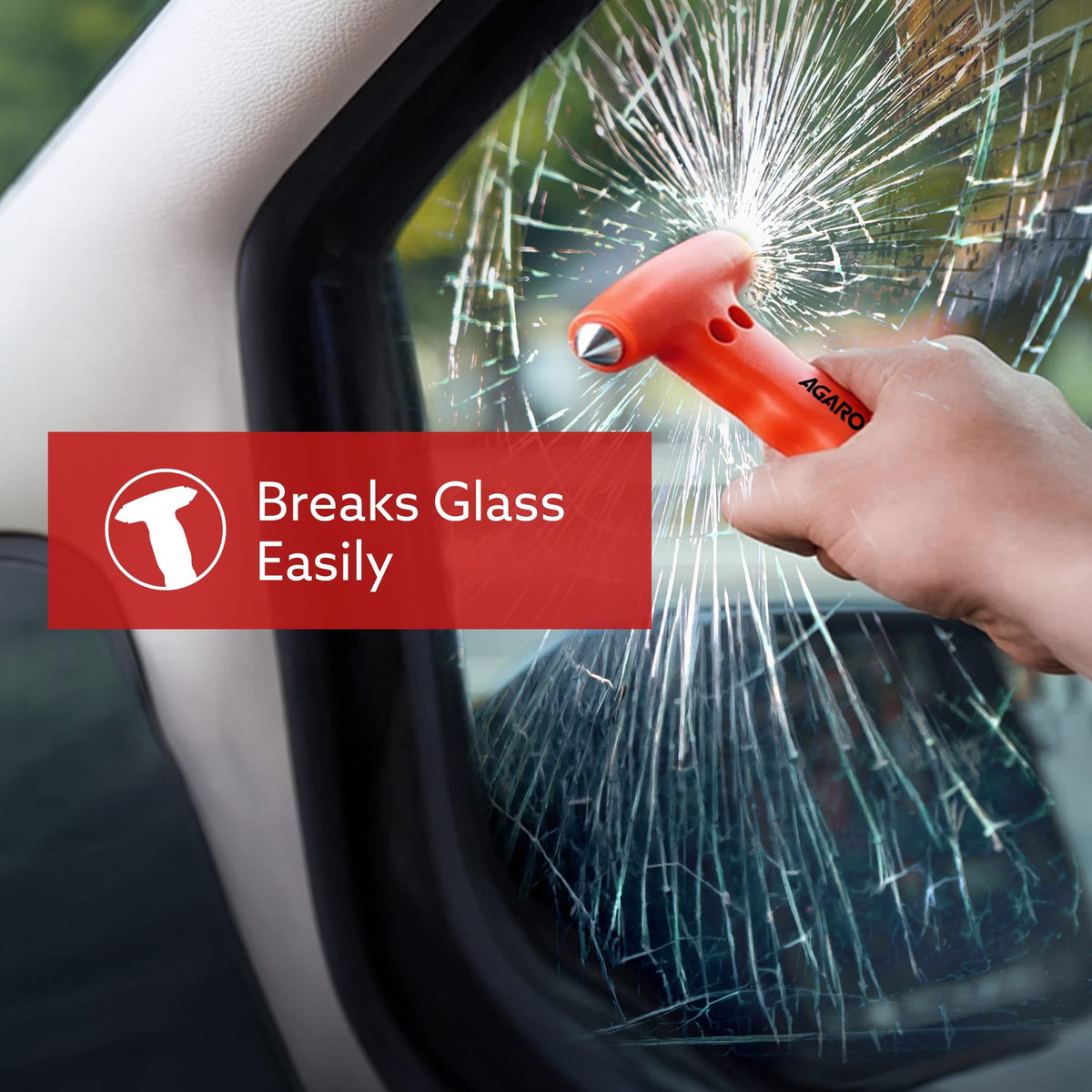 AGARO 2-in-1 Car Safety Window Hammer and Seat Belt Cutter – Emergency Escape Tool with Glass Breaker & Sturdy Holder, Ideal for Vehicle Roadside Emergencies-4
