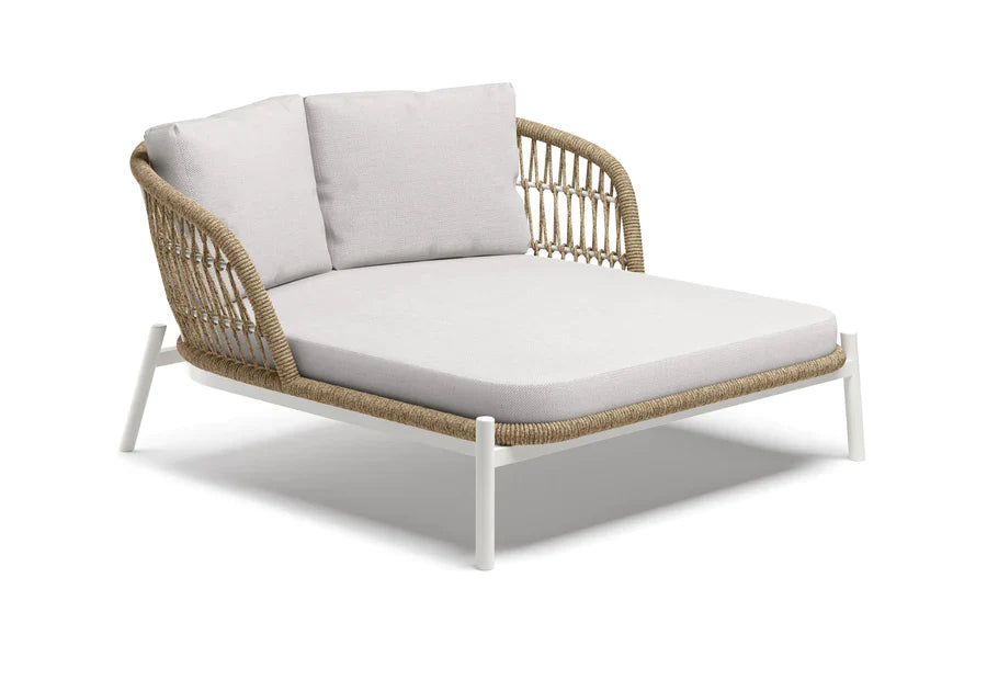 Ecer Outdoor Poolside Sunbed With Cushion Daybed Braided & Rope