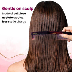 AGARO Hand Made Cellulose Acetate Comb HMC75, All Fine Tooth Dressing Comb, Smooth Rounded Teeth, Hair Styling, Hair Bru