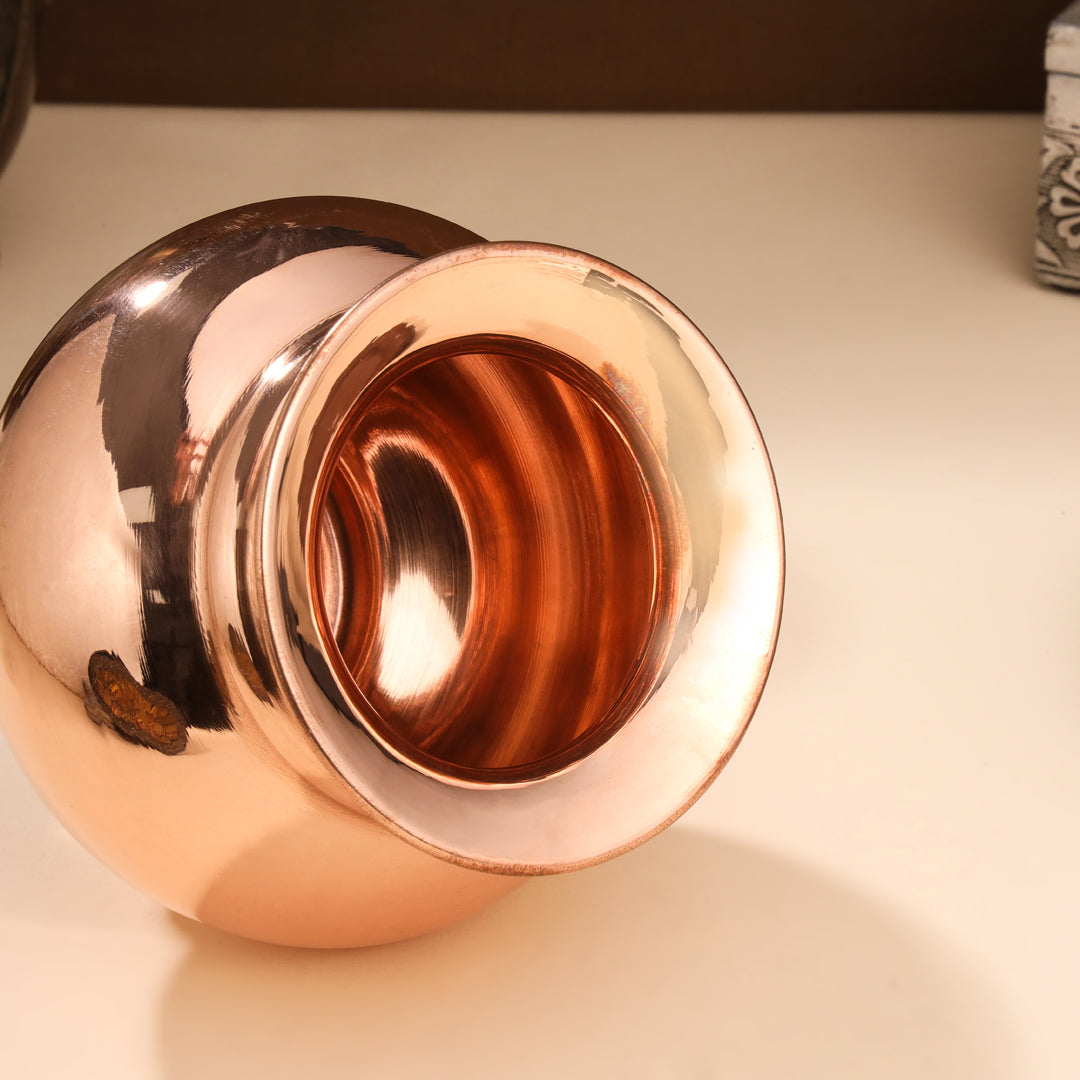 Copper Pooja Kalash Traditional Religious Pot for Puja Rituals (4.5 Inch)